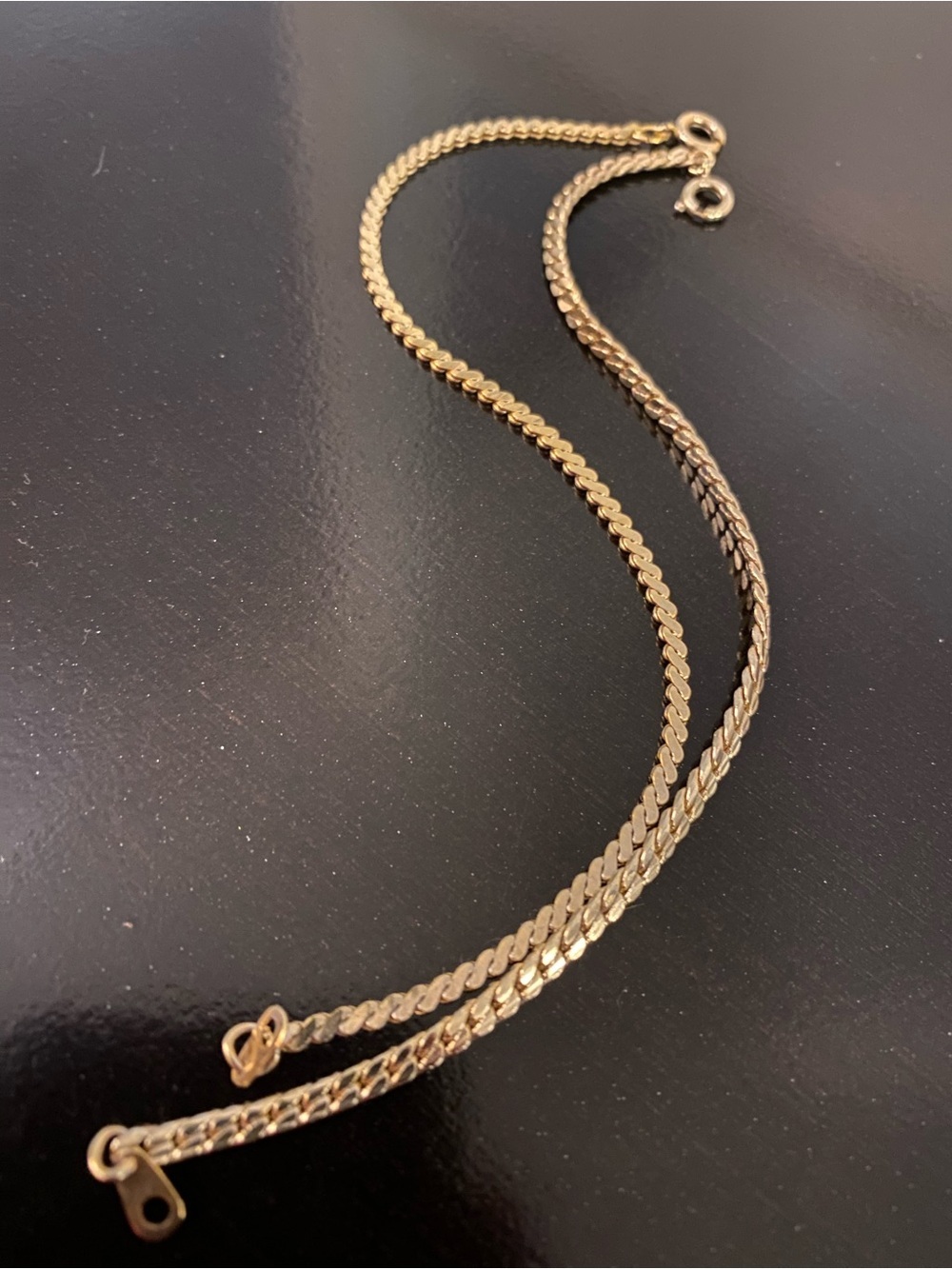 Pair of vintage yellow gold-tone flat-link style chain bracelets